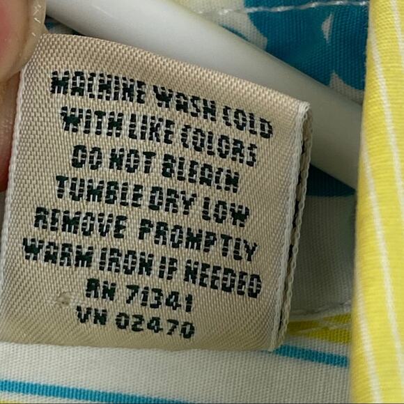 L.L. Bean Striped Shirt Turn Up Cuffs Floral Sz S - Picture 6 of 7